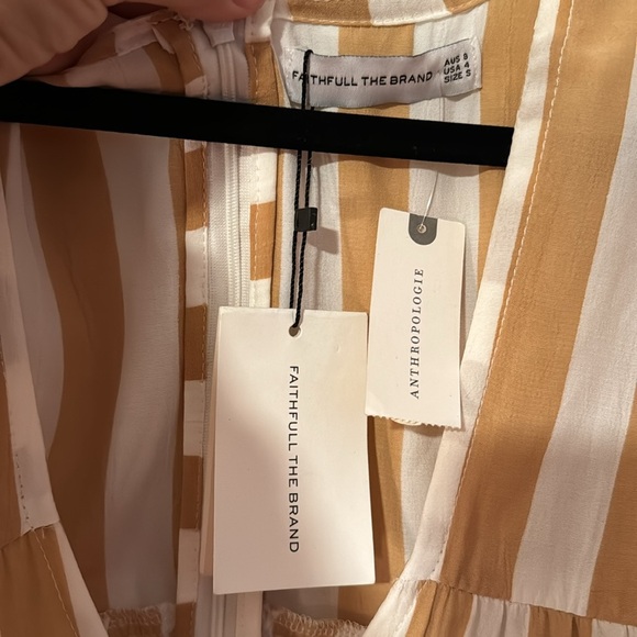 COPY - Faithful The Brand Anthropologie NWT Midi Dress Size 4/Small Tan/White S… - Picture 3 of 13
